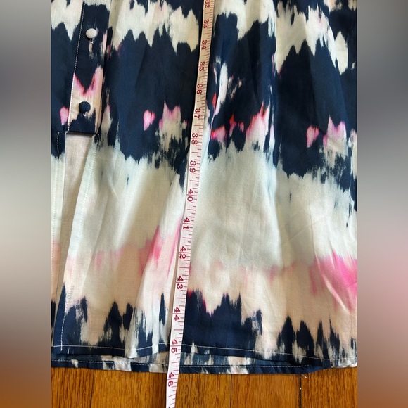 KOKO + MASON Women’s Short Sleeve Paisley Tie Dye Midi Belted Dress Sz L - Picture 9 of 11